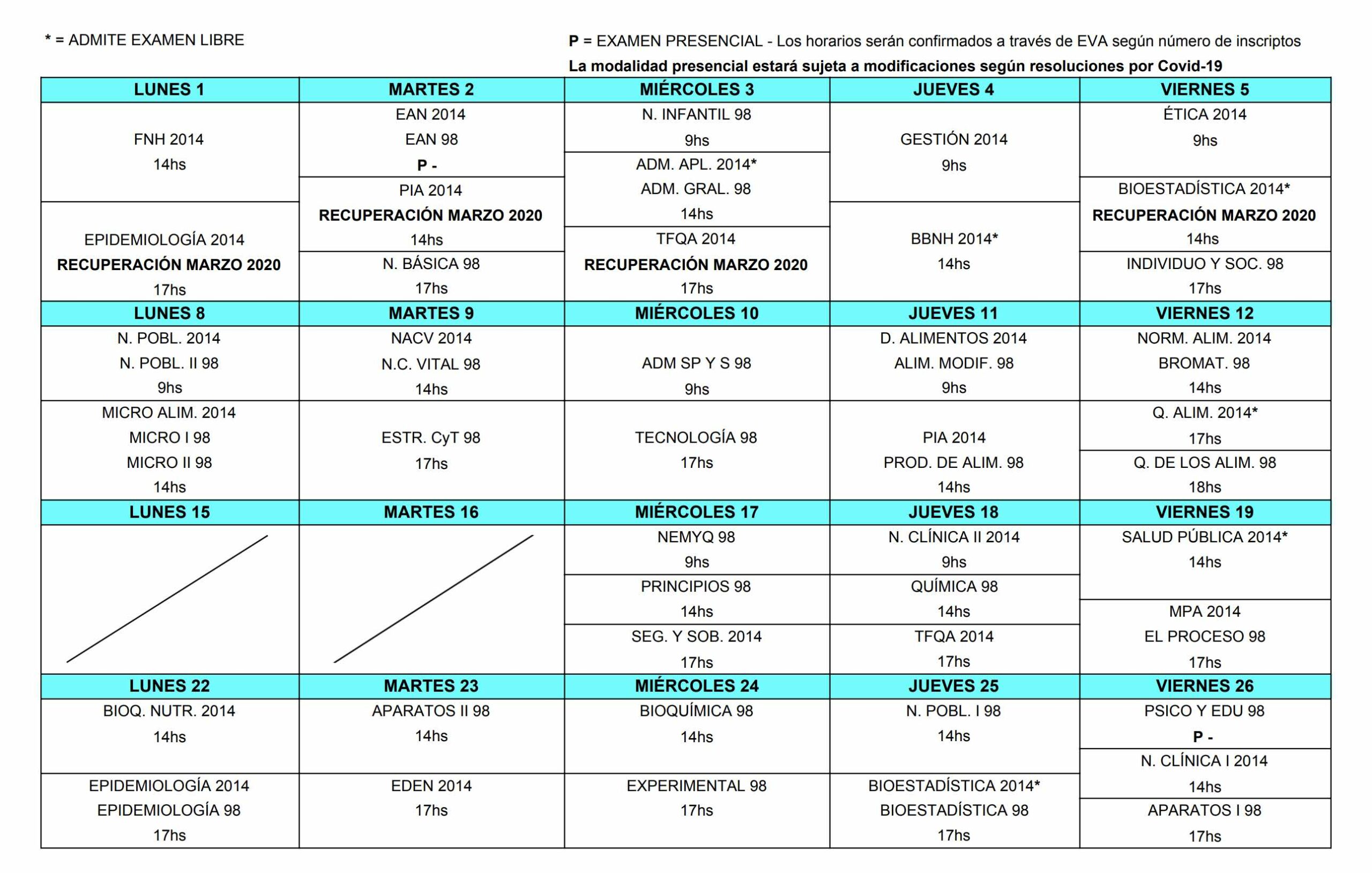 Calendario Febrero 2021